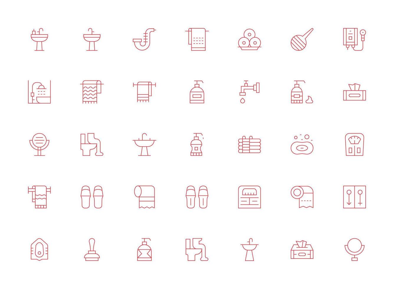 Light Line Icons from Bathroom Set with 35 Vectors Core Icon Collection for Daily Tasks
