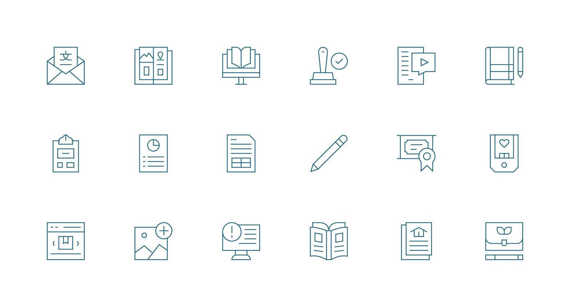 Minimal Line Icons from Document Set with 18 Vectors Simple Icons for Interface and Wireframes