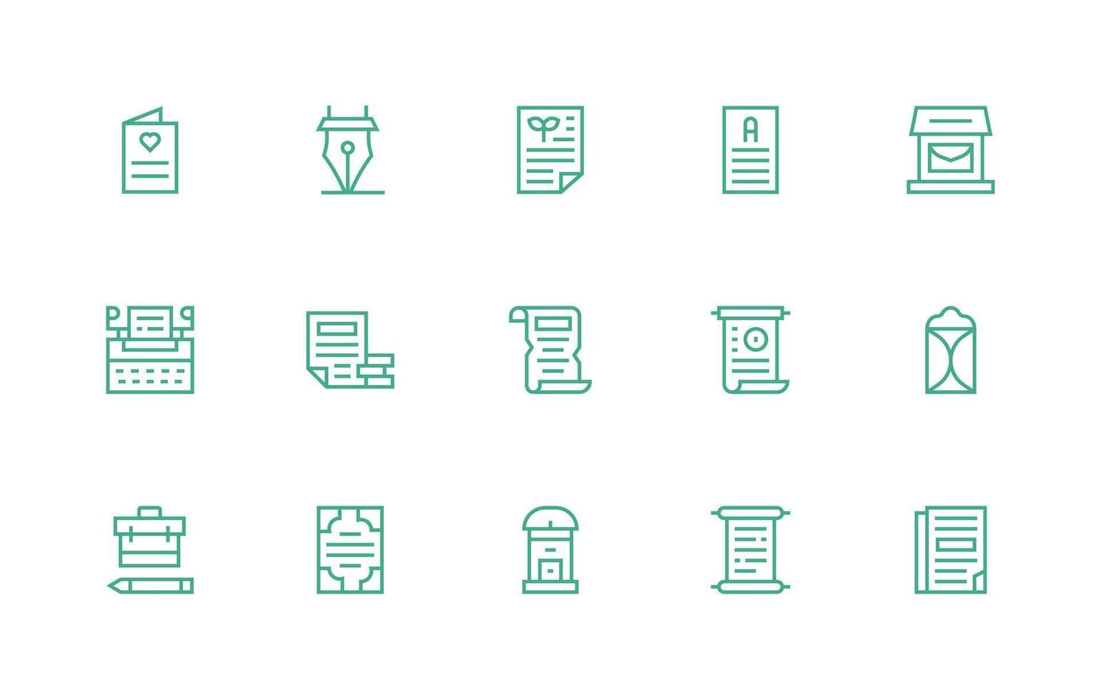 15 Regular Line Style Icons from Letter Collection Clear and Concise Icon Set Collection vector