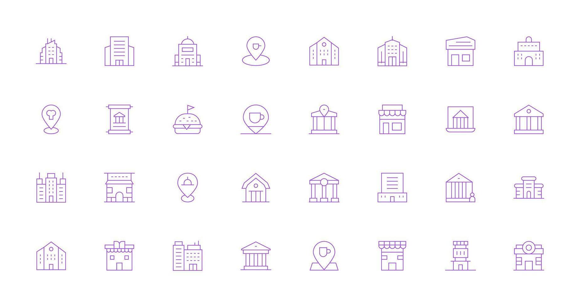 32 Thin Line Designs for Establishment Icons Reliable Icons for All Interfaces vector