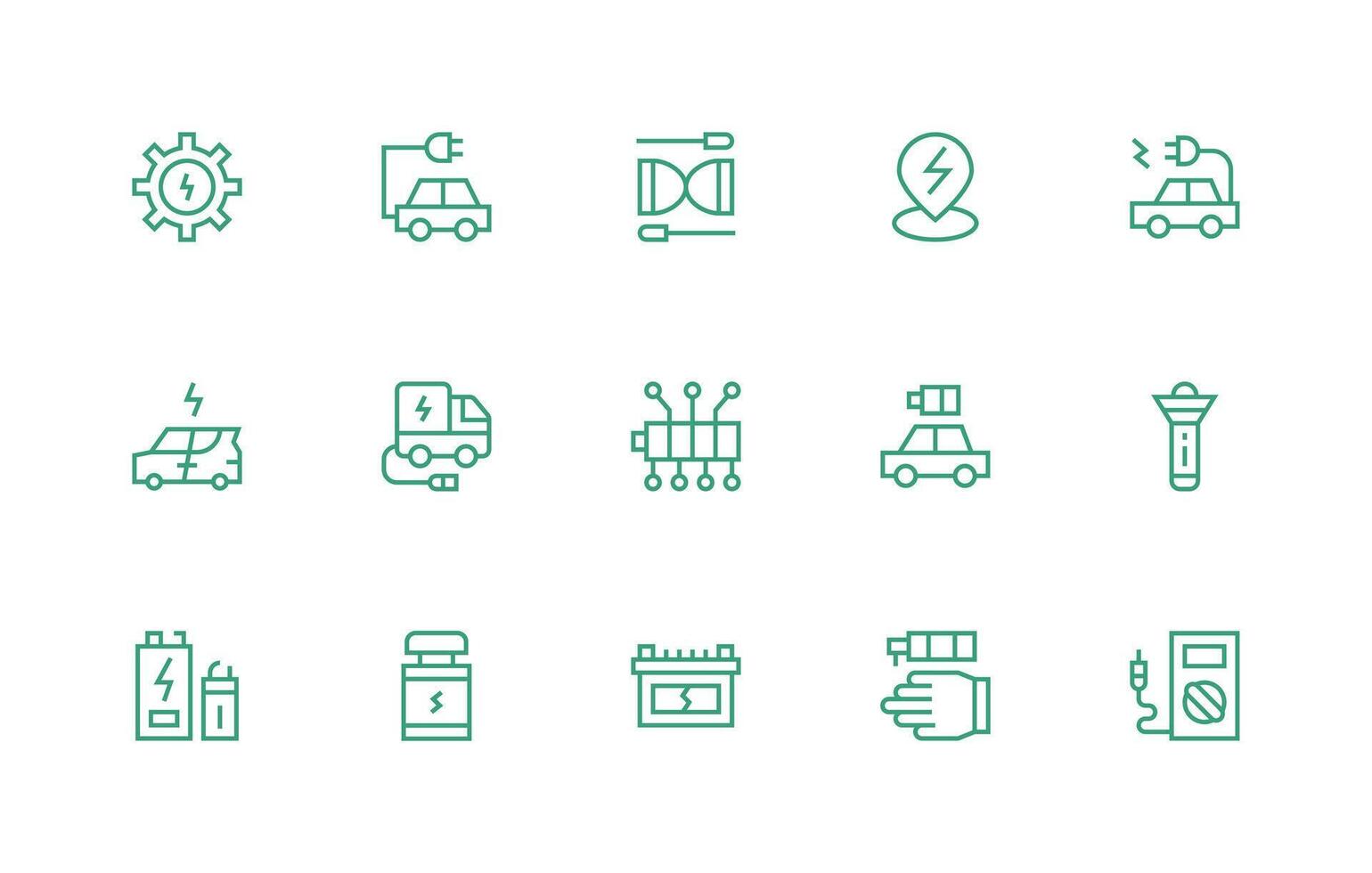 15 Regular Line Icons for Battery Graphics UI and UX Focused Icon Collection vector