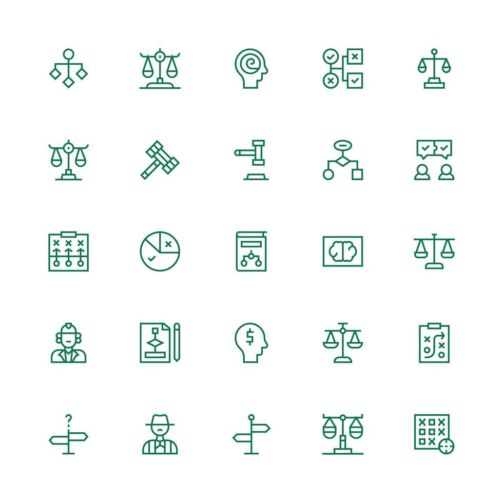 25 Medium Stroke Outline Style Icons from Decision Collection Scalable Icons for All Themes vector