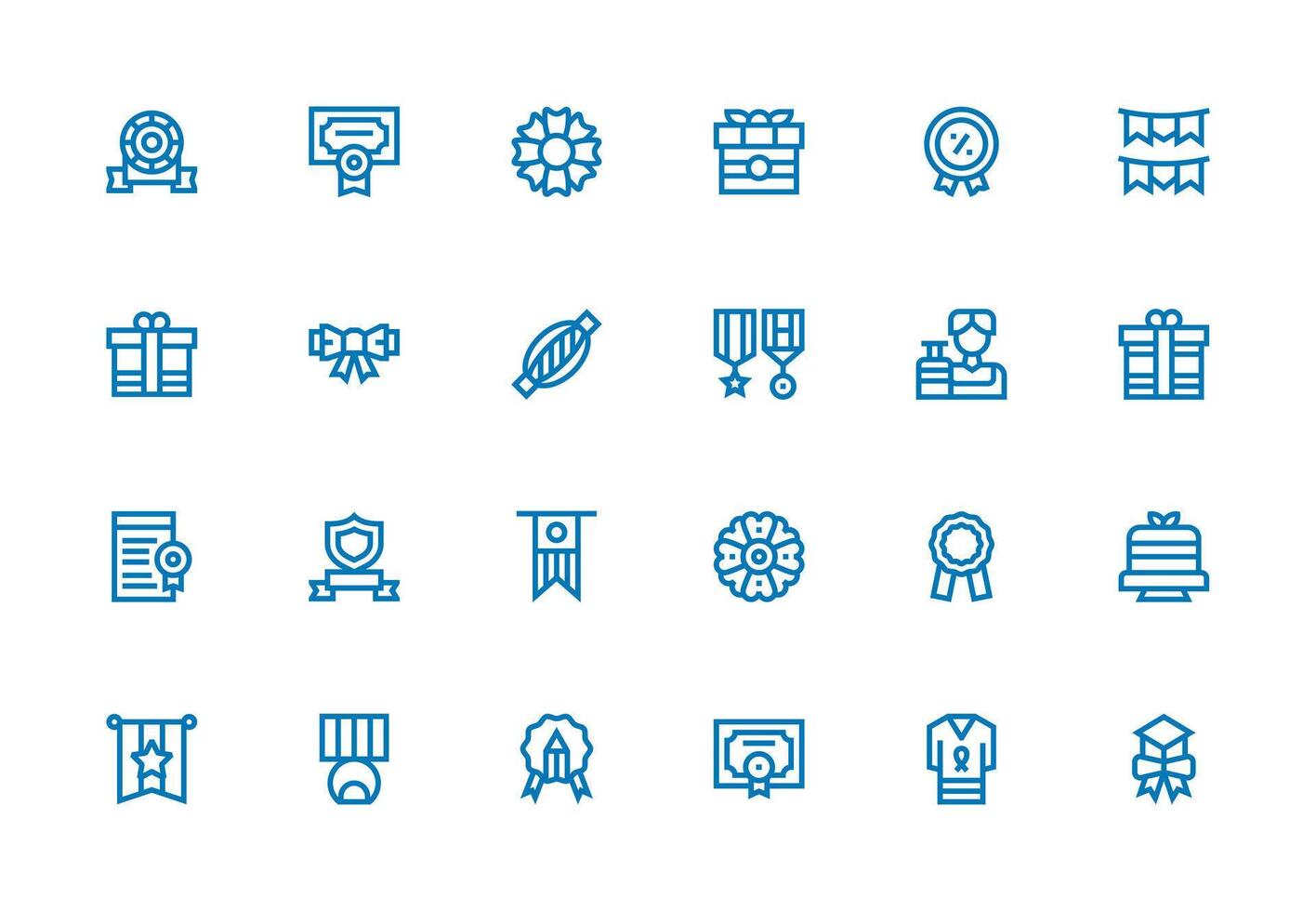 24 Thick Line Line Icons for Ribbon Graphics Flexible Icon System for Web Interfaces vector