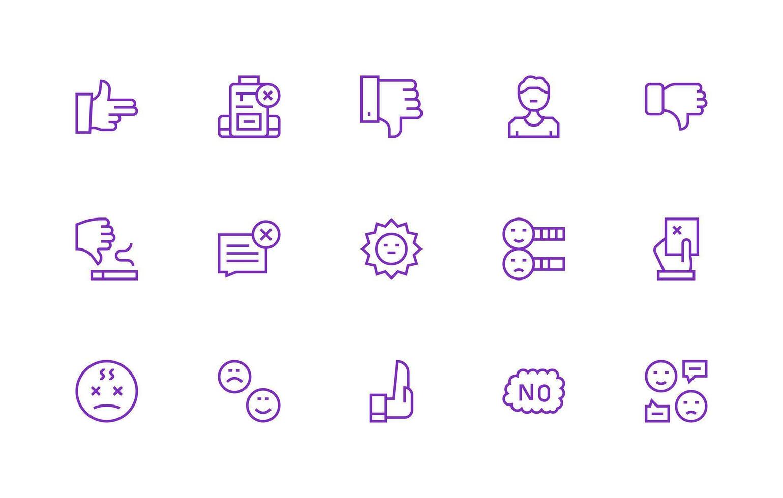 15 Regular Line Vectors for Disapproval Theme Icons Built for Visual Consistency Pack