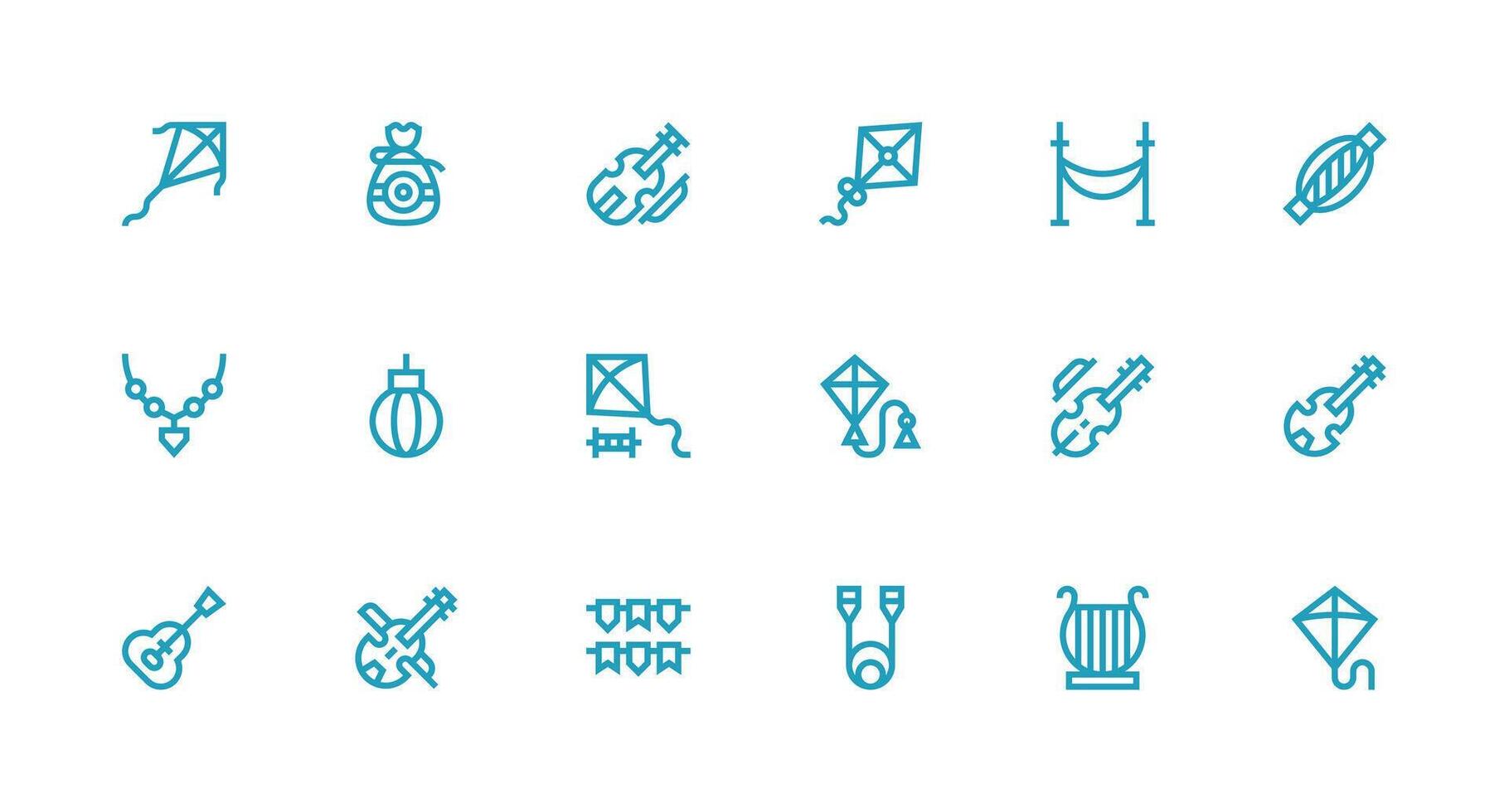 String Visual Pack containing 18 Strong Stroke Line Icons Minimal Icon Set for Interface Projects vector