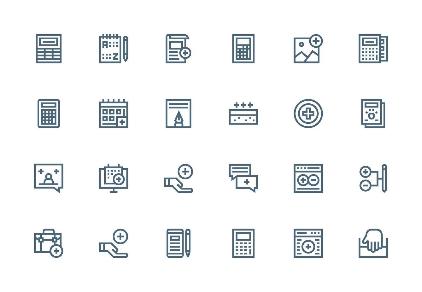24 Thick Line Line Style Icons from Add Collection Essential Icons for Rapid UI Building vector