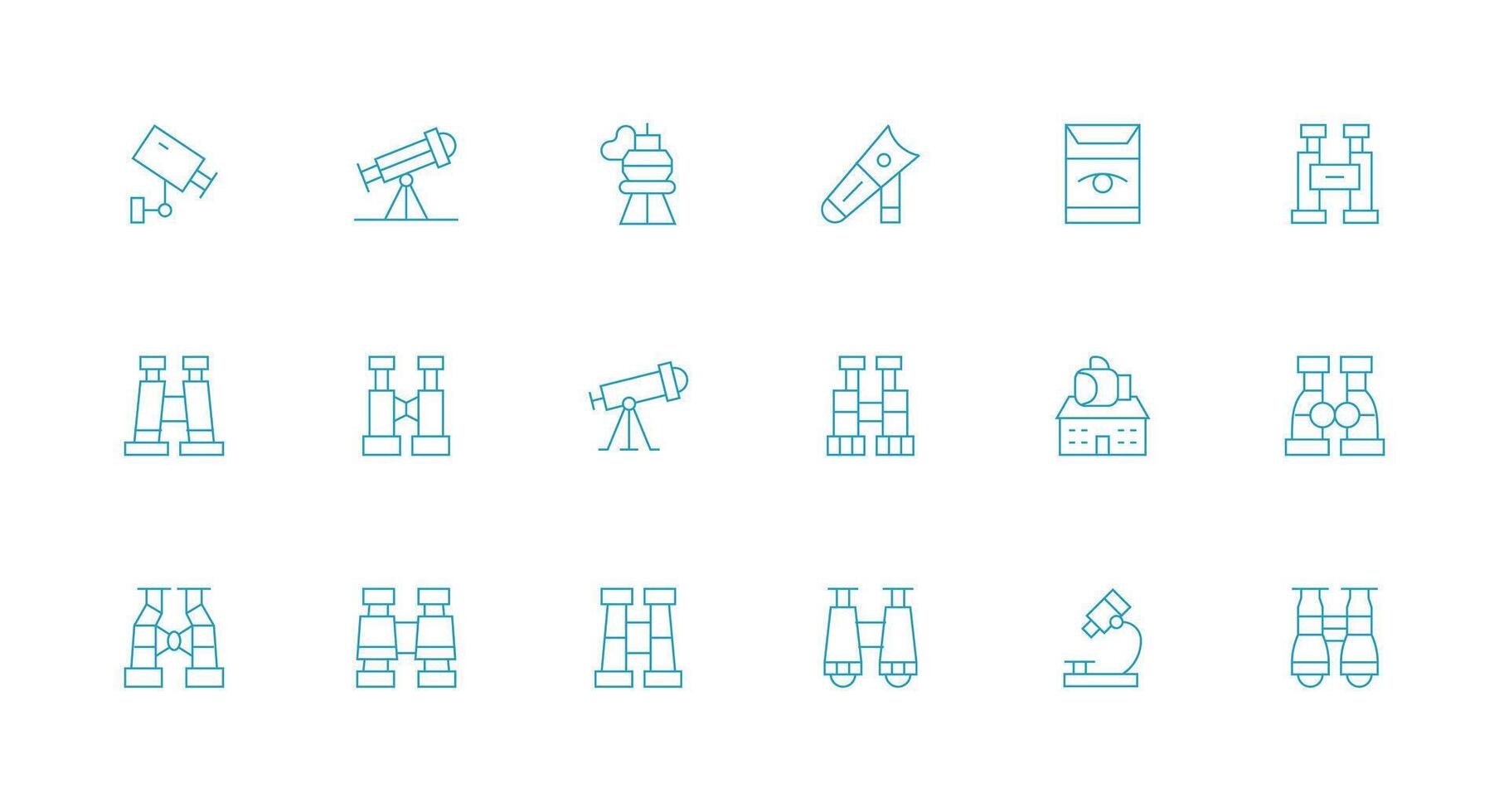 18 Minimal Line Icons for Observation Graphics UI Icon Set vector