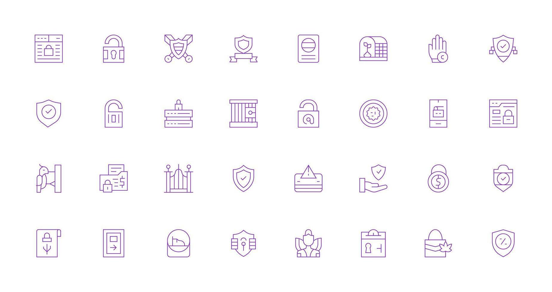 Protected featuring 32 Icons in Thin Line Design Icon Set for Projects vector