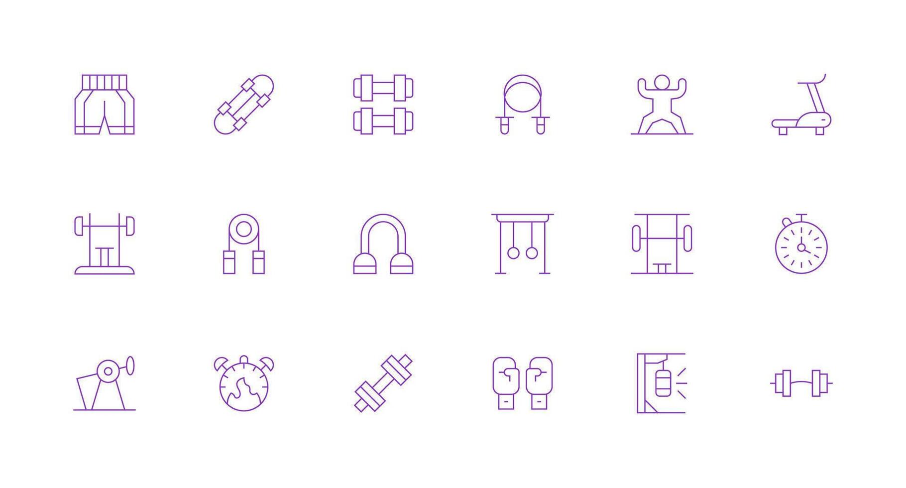 Workout Design Icons featuring 18 in Minimal Line Style App Icon Pack vector