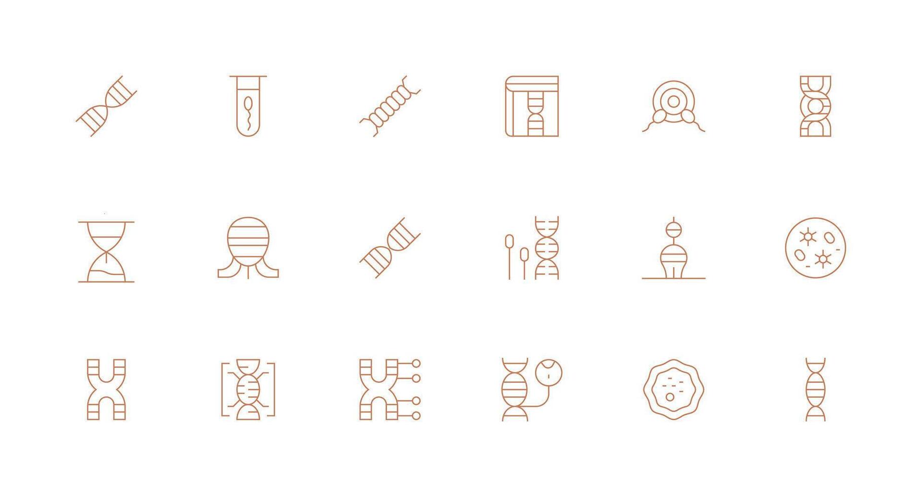 Genetics featuring 18 Icons in Minimal Line Design Icon Set for Projects vector