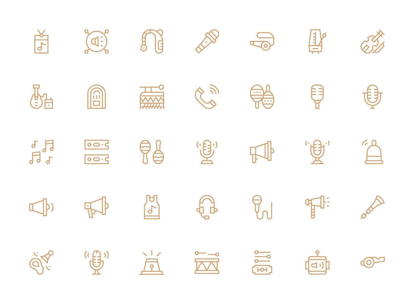 Sound featuring 35 Icons in Regular Clean Line Design Versatile Icon Collection for Designers vector