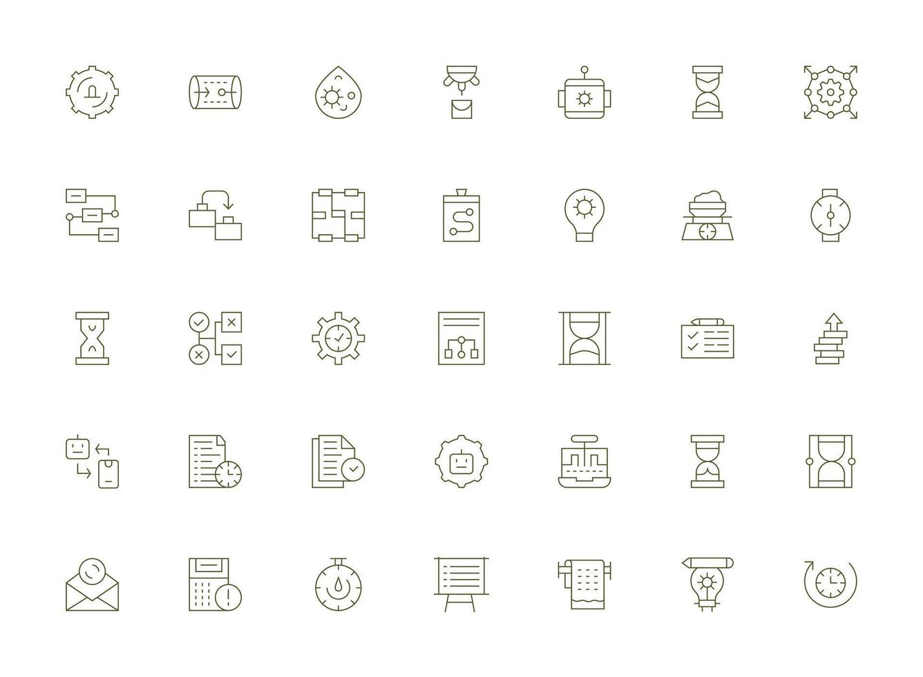 Process Set with 35 Light Line Icons Clean Icon Set Icon Pack for UI Projects vector