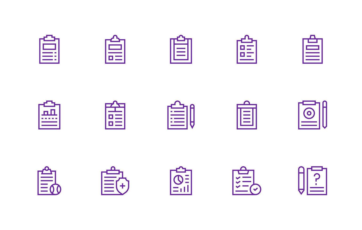15 Regular Line Style Icons from Clipboard Collection Reliable Icons for All Interfaces vector