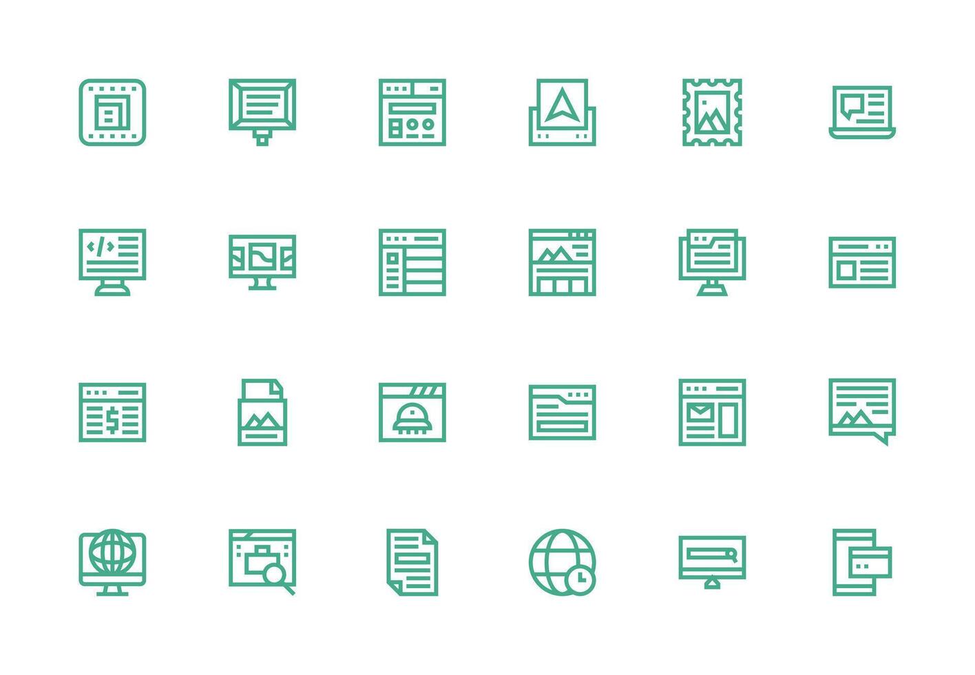 página web icono conjunto con 24 grueso línea línea gráficos web icono colección vector