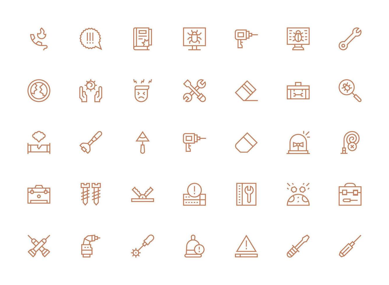 Fix Design Icons featuring 35 in Regular Clean Line Style Sharp Icons for Presentations vector