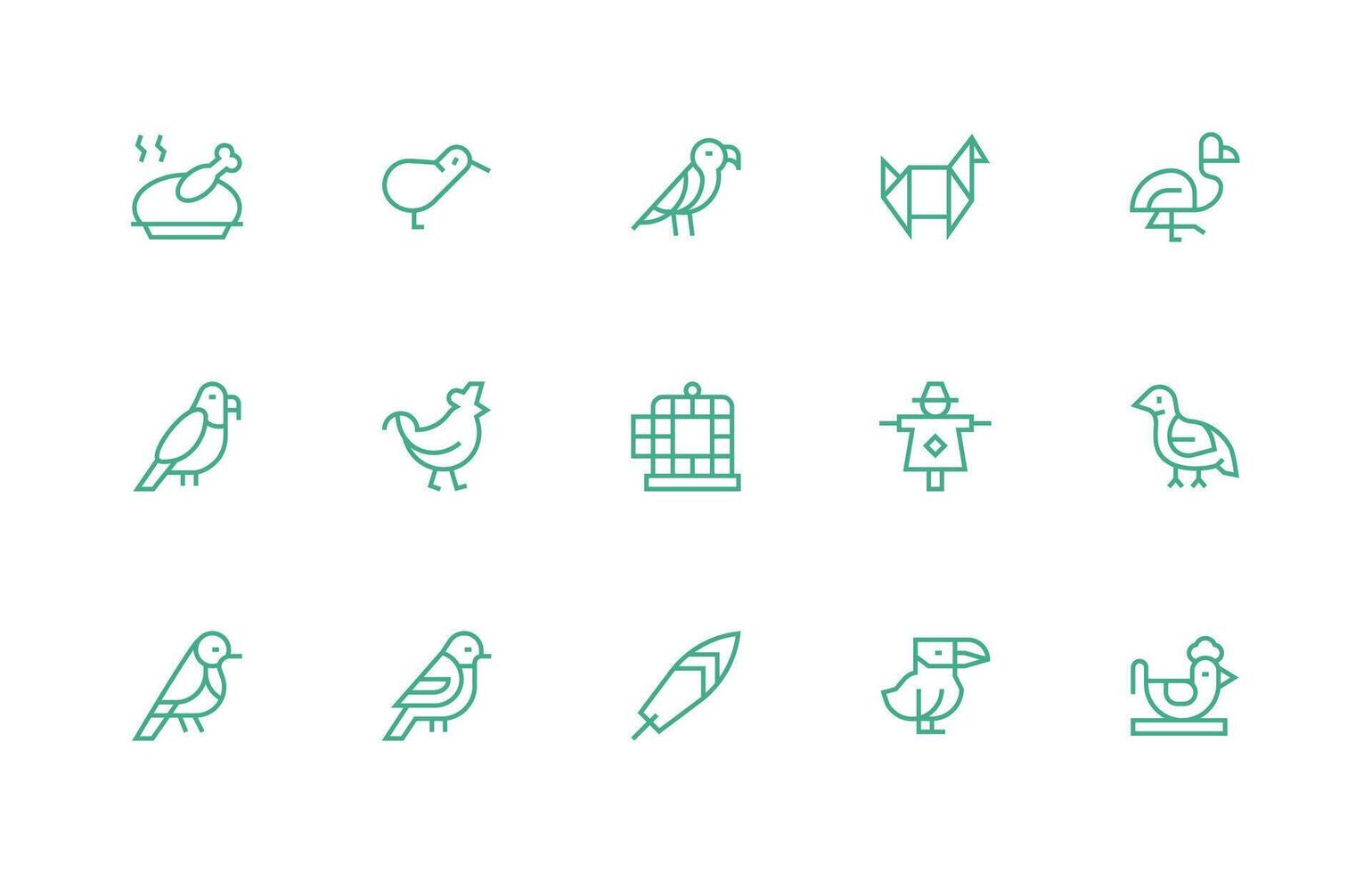 Bird including 15 Regular Line Illustrations Lightweight Icon Series for Fast Prototypes vector
