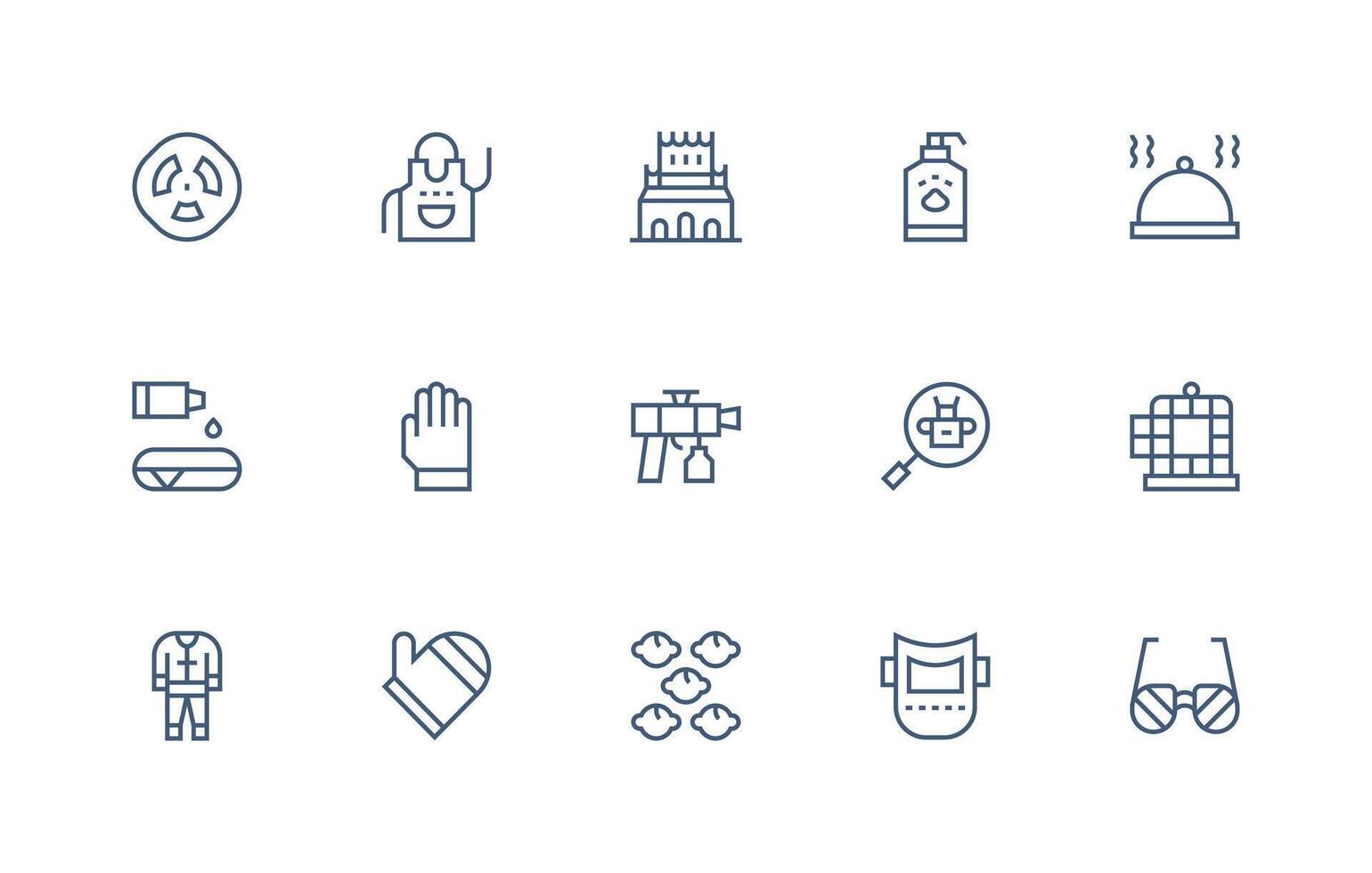 15 Protective Icons in Regular Line Aesthetic Basic Icon Series vector