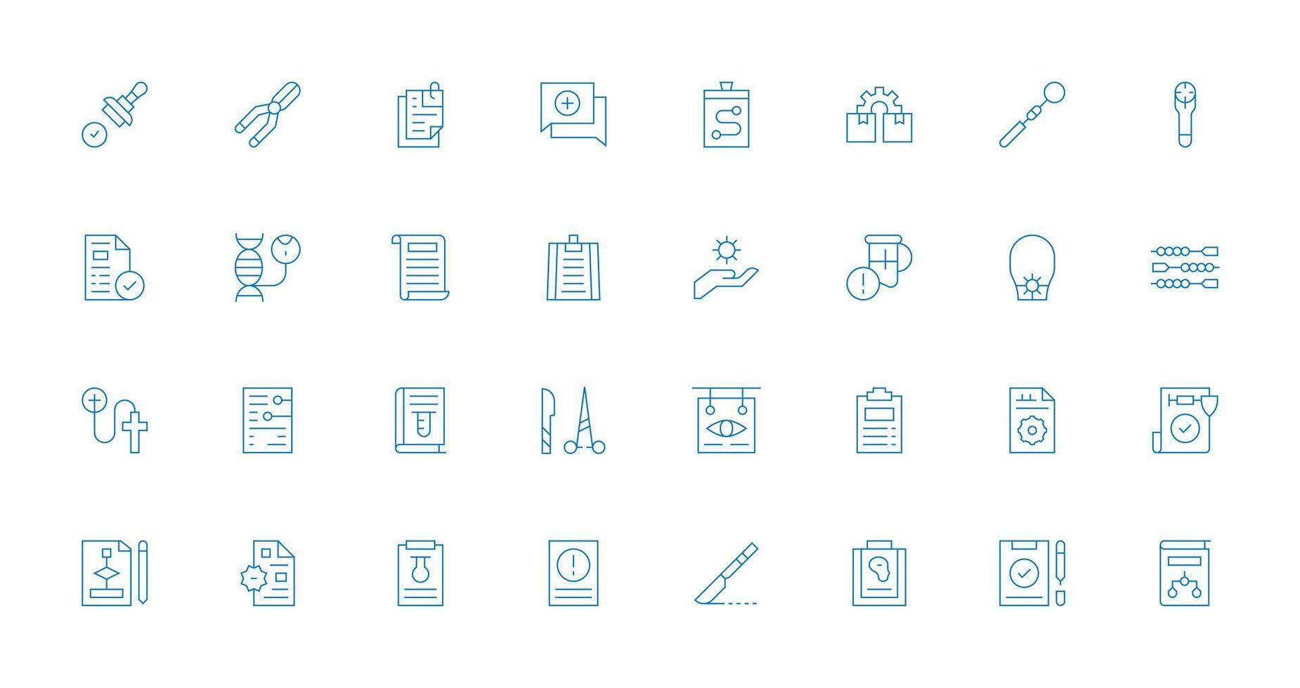 Procedure Icon Collection with 32 Thin Line Designs Theme-Based Icon Pack vector