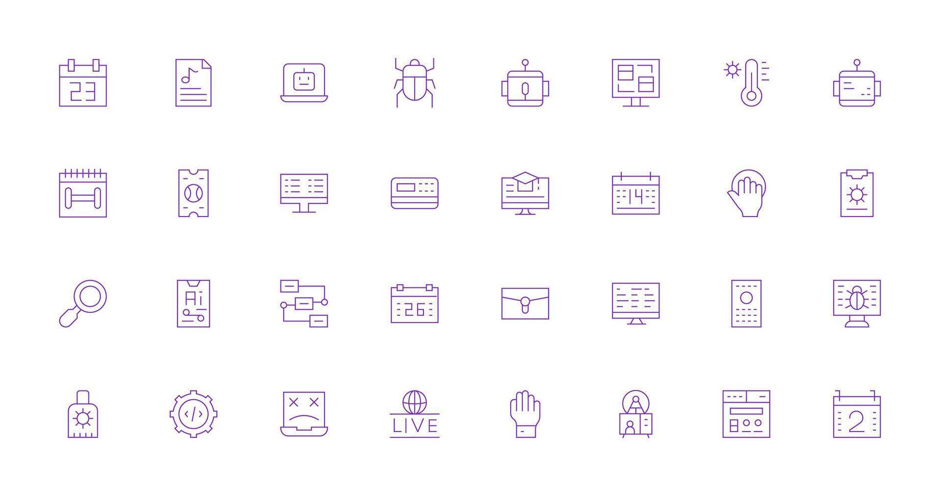 32 Thin Line Style Icons from Program Collection Creative Icon Set vector