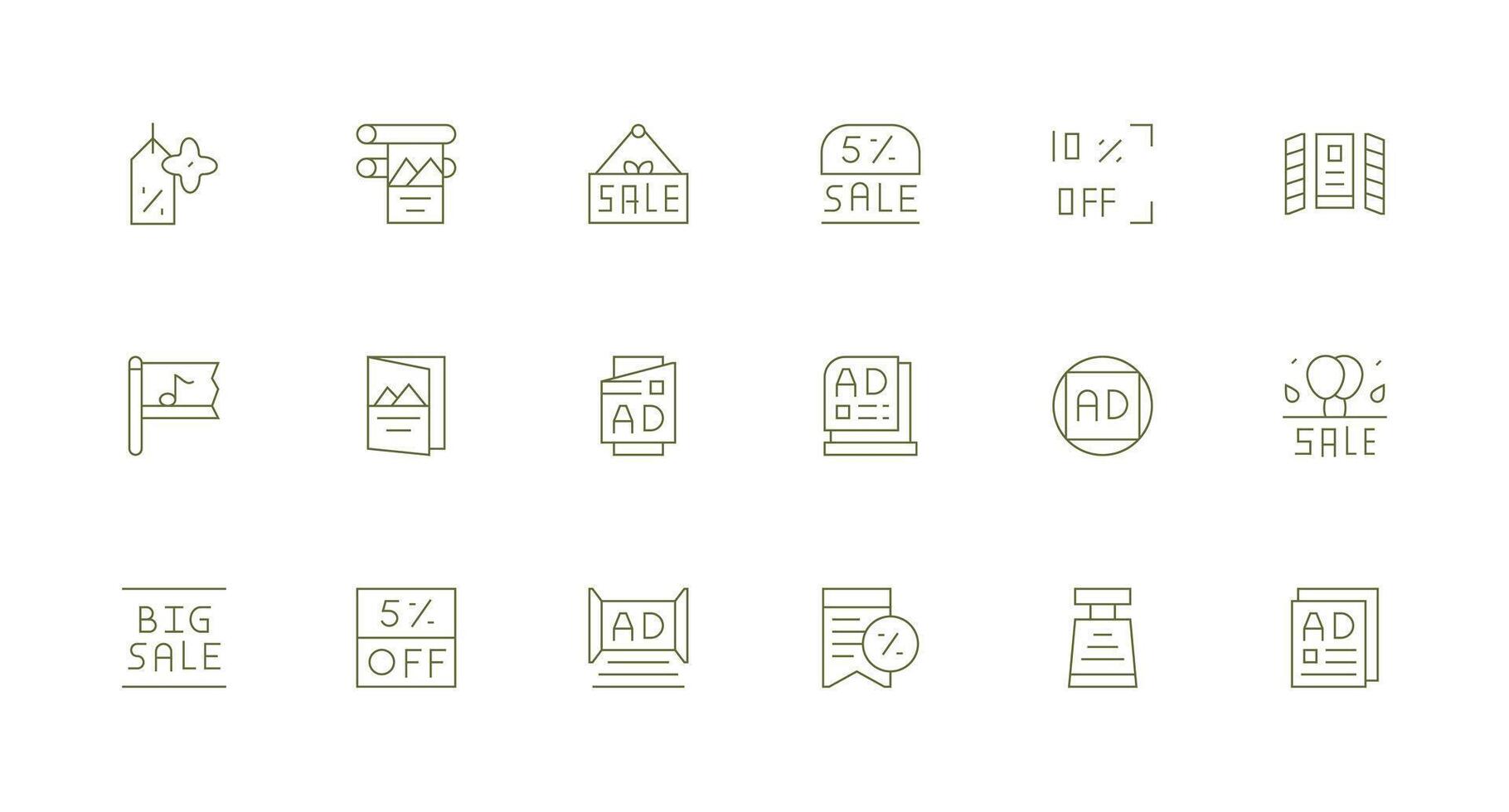 Flyer Set with 18 Minimal Line Icons Sharp Icons for Presentations vector