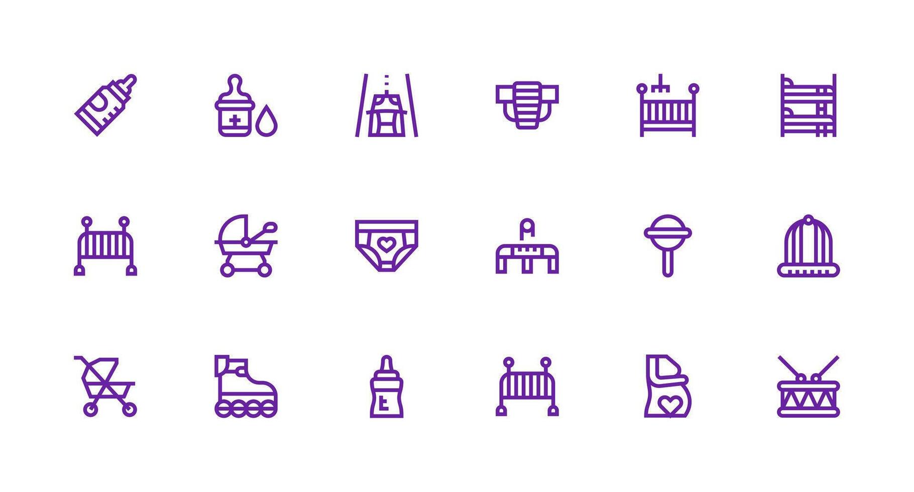 18 Icons for Child in Strong Stroke Line Format Compact Icon Set vector
