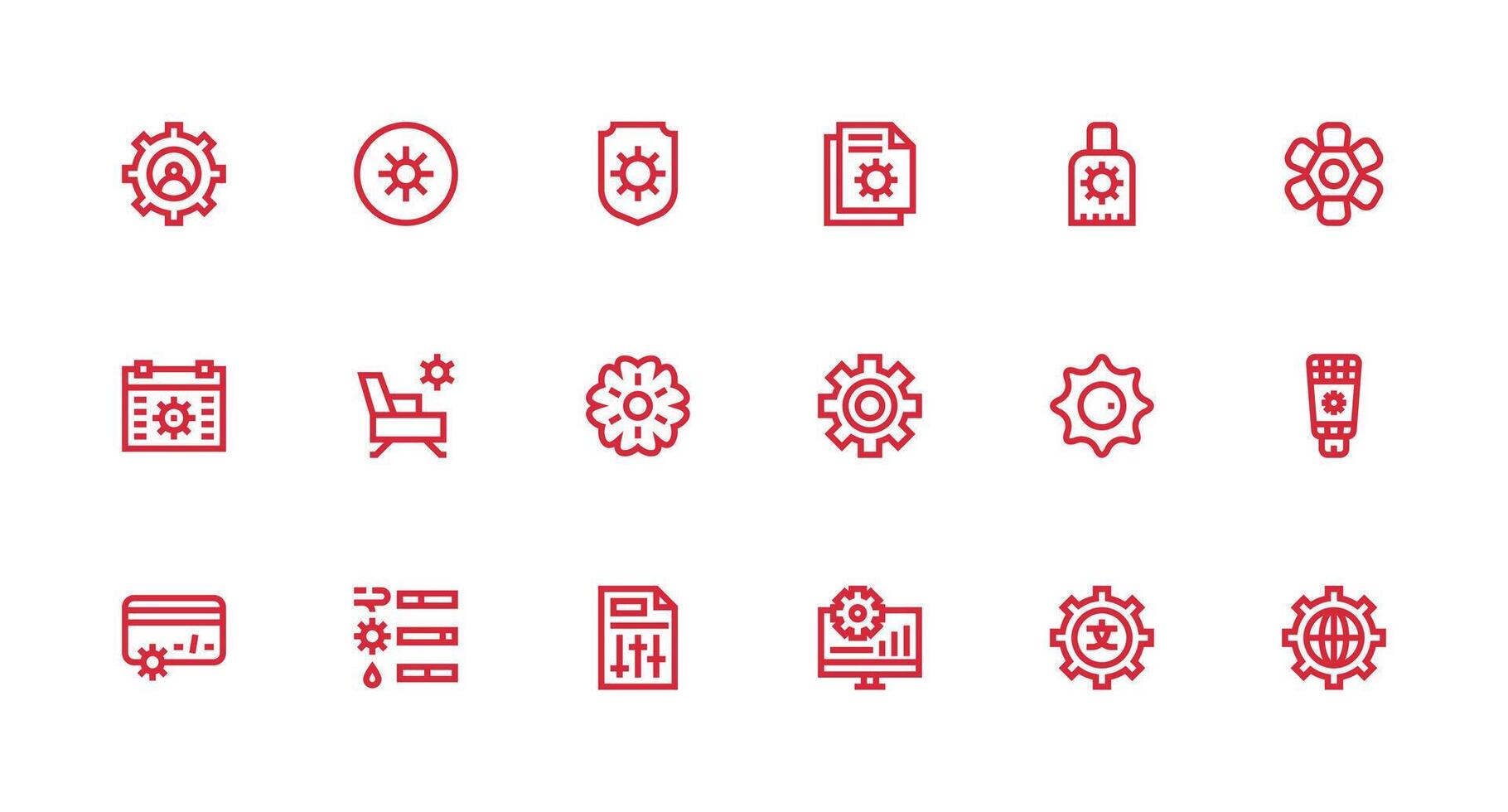 Configure including 18 Strong Stroke Line Illustrations Essential Icons for Rapid UI Building vector