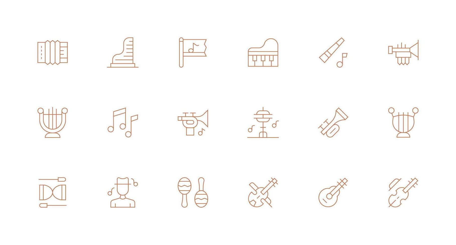 18 Minimal Line Designs for Orchestra Icons Clear and Concise Icon Set Collection vector