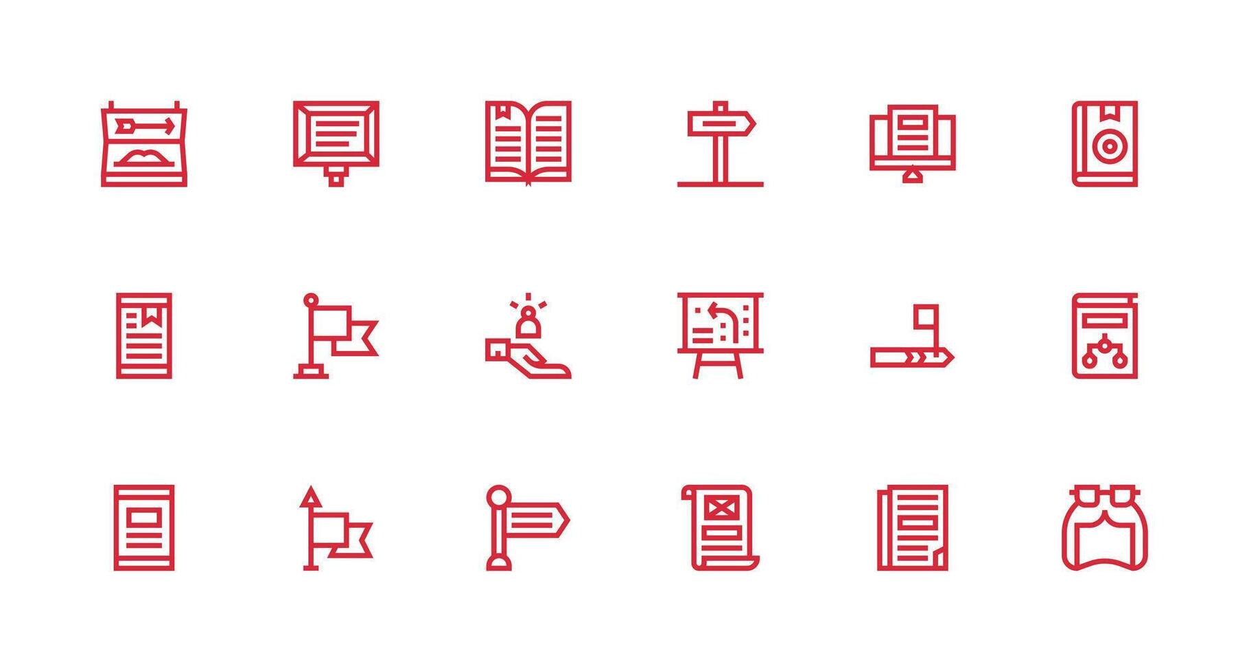 Guide Visual Pack containing 18 Strong Stroke Line Icons Scalable Icons for Cross-Platform Interfaces vector