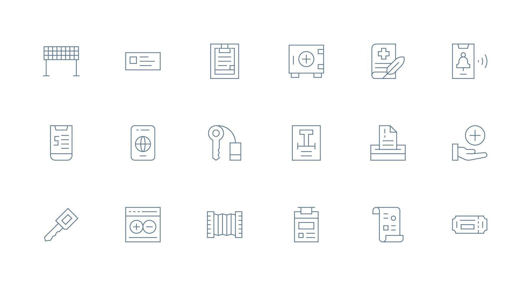 Minimal Line Style Entry Icons with 18 Vectors Light Icon Series