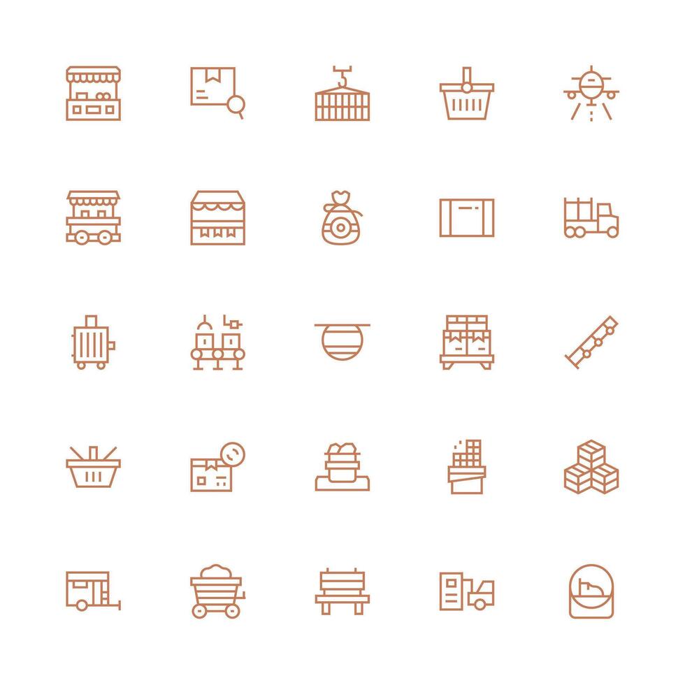 Goods Icon Set with 25 Medium Stroke Outline Graphics Icon Set for Projects vector