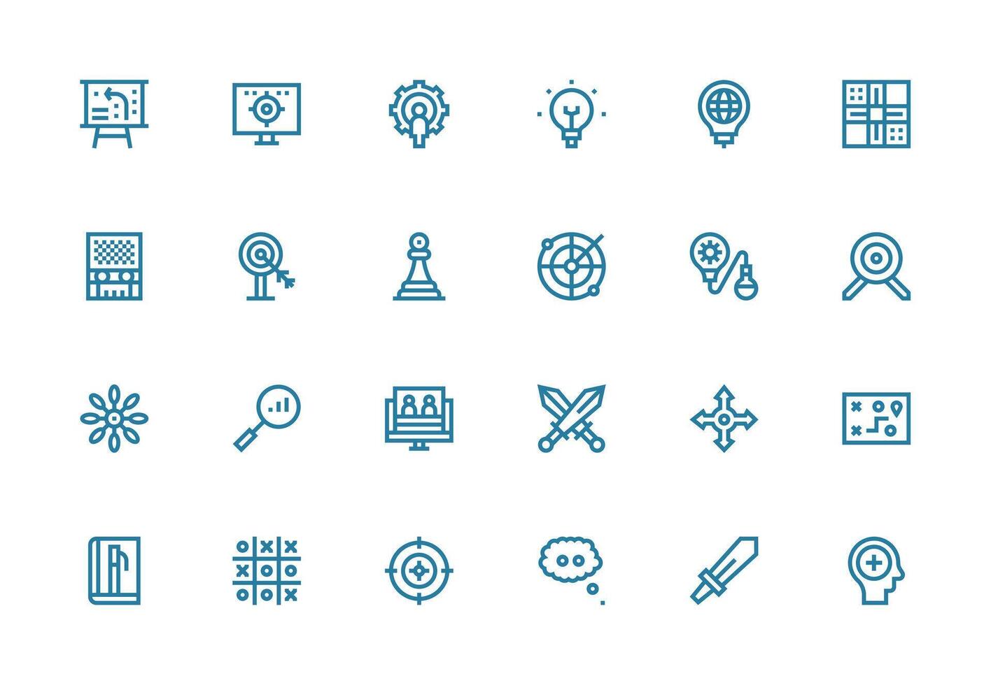 Strategy featuring 24 Icons in Thick Line Line Design Interface Icon Collection vector