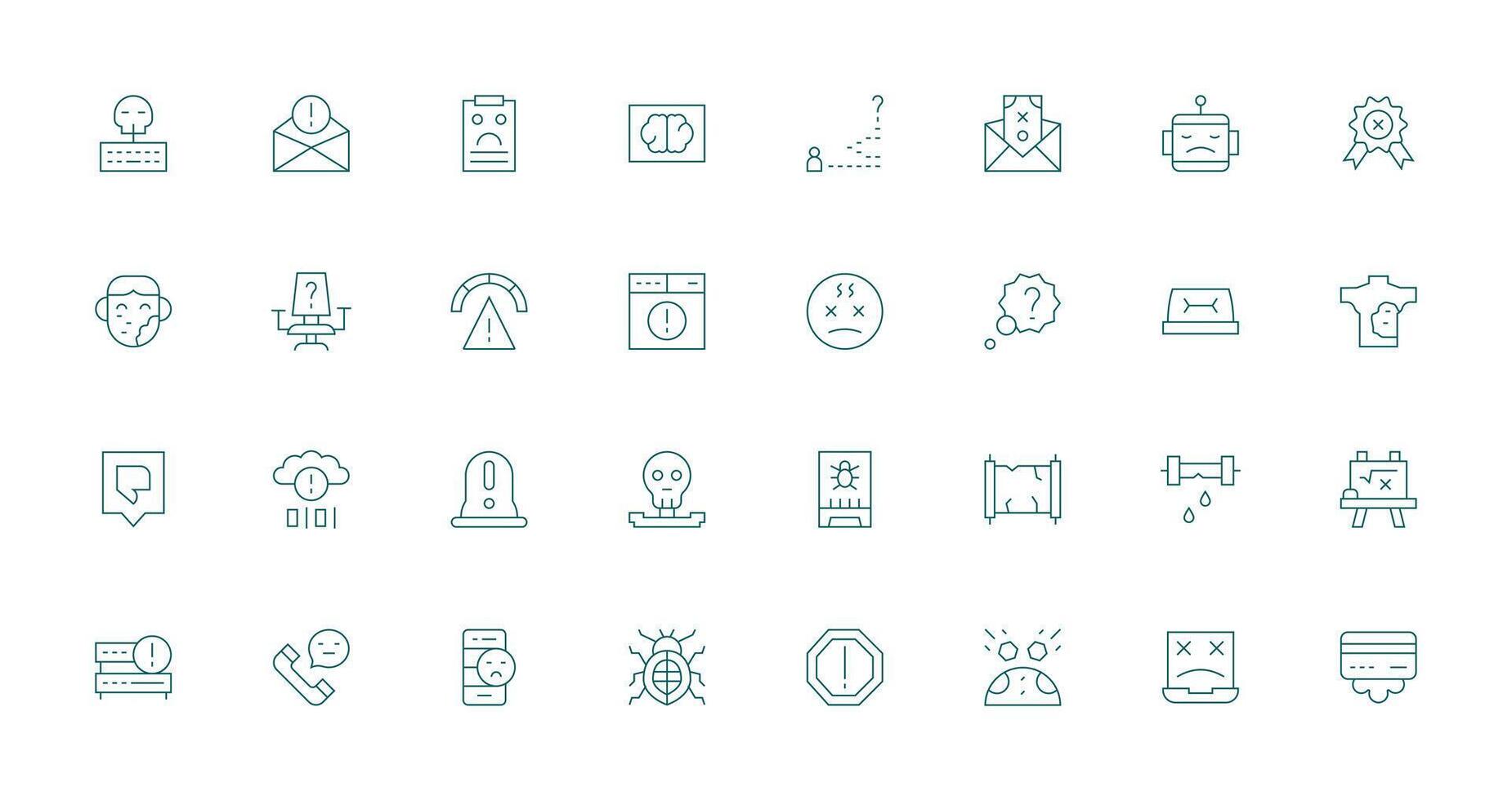 32 Thin Line Style Icons from Problem Collection Outline Icon Pack vector