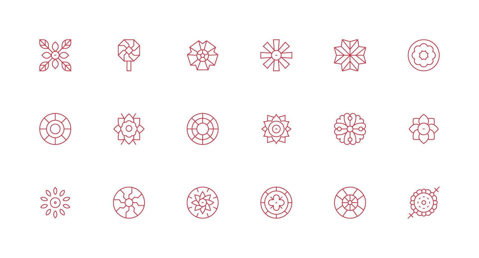 Mandala including 18 Minimal Line Illustrations Sharp Icons for Presentations vector