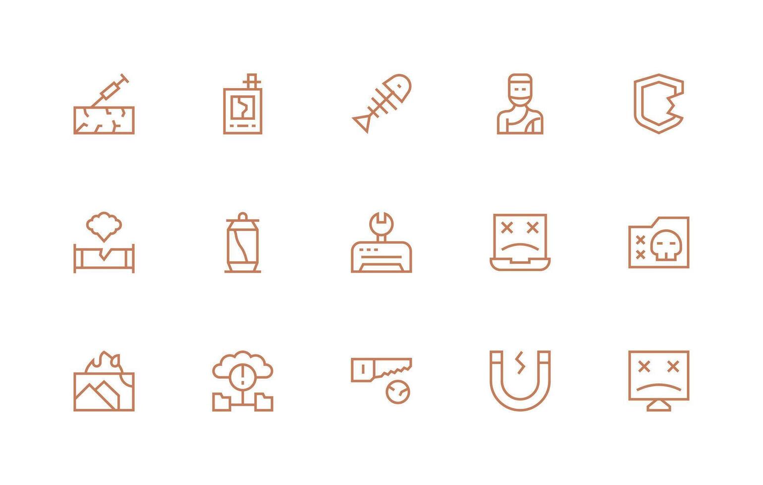 roto conjunto con 15 regular línea íconos web y aplicación icono paquete colección vector