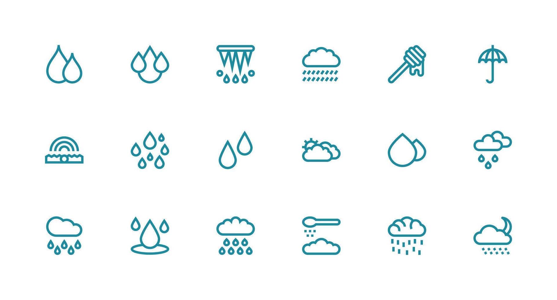 Drizzle Design Icons featuring 18 in Strong Stroke Line Style Reliable Icons for All Interfaces vector