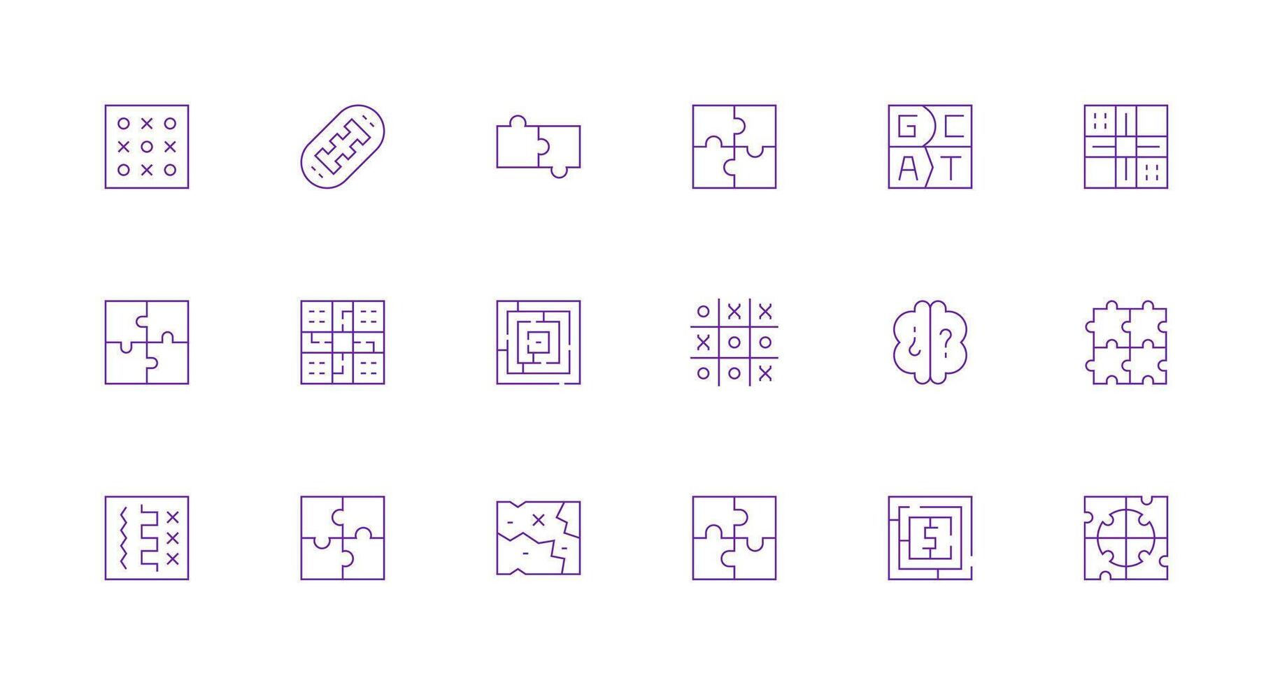Puzzle Set with 18 Minimal Line Icons Fully Editable Icon Set for Web vector