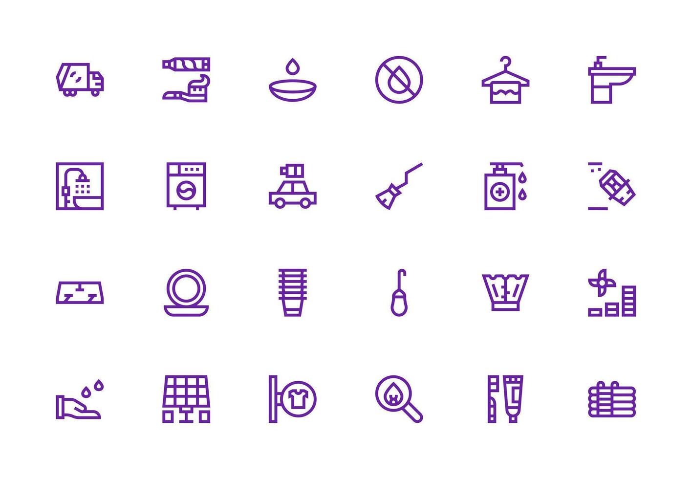 Clean featuring 24 Icons in Thick Line Line Design Sharp Icons for Presentations vector