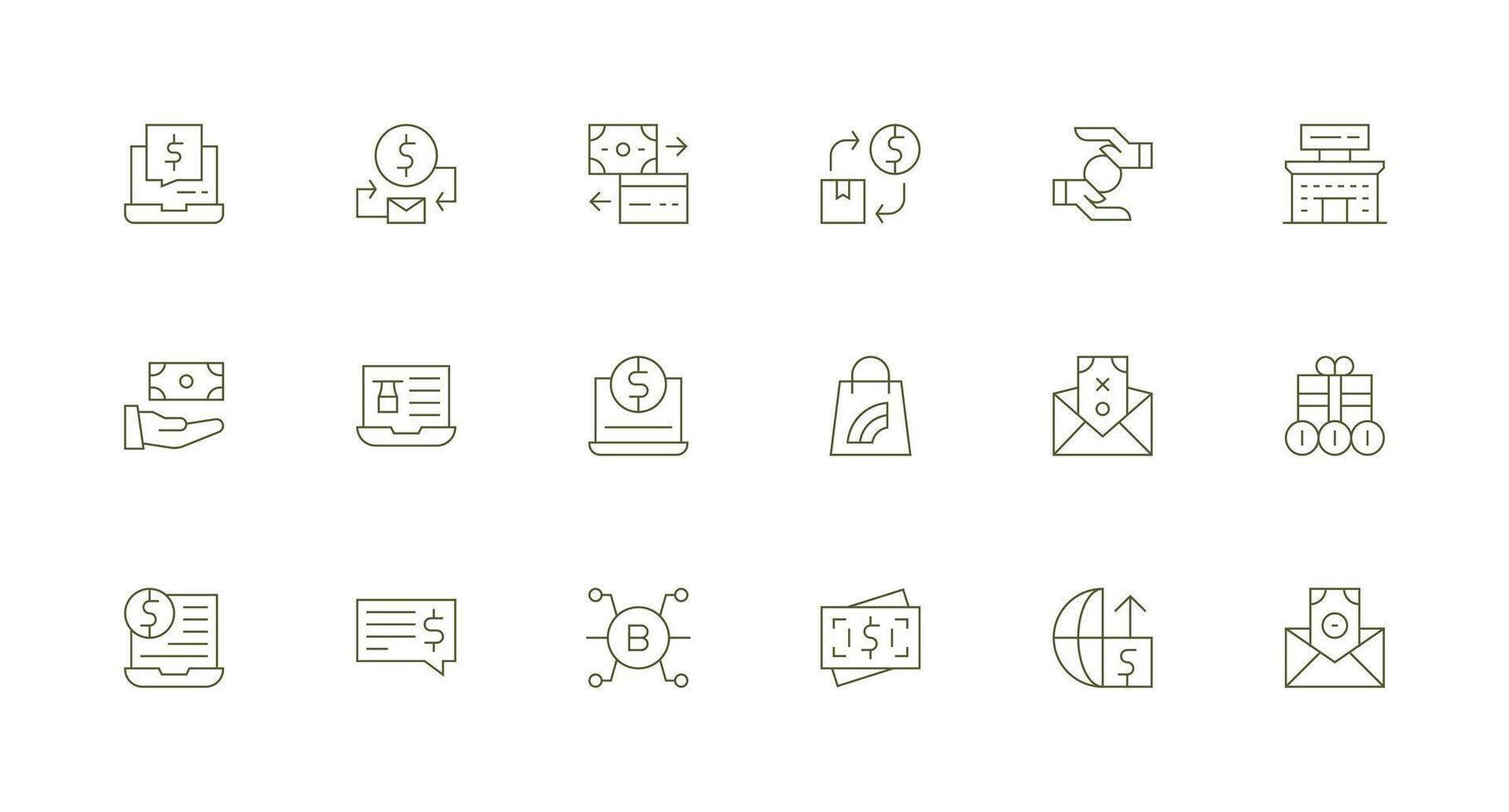 18 Minimal Line Vectors for Digital Payment Theme Icon Set for Web