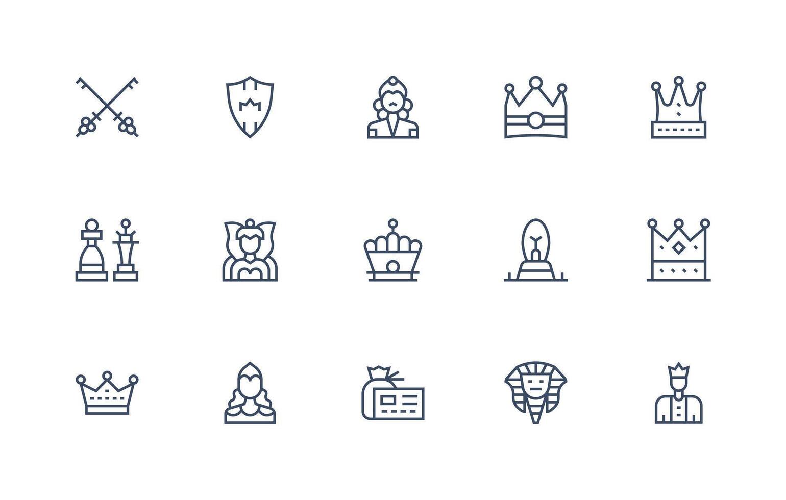Royalty Visual Pack containing 15 Regular Line Icons UI Icon Set vector