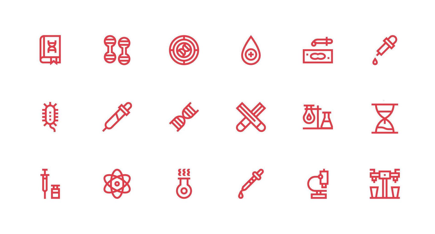 Strong Stroke Line Style Laboratory Icons with 18 Vectors Functional Icon Series
