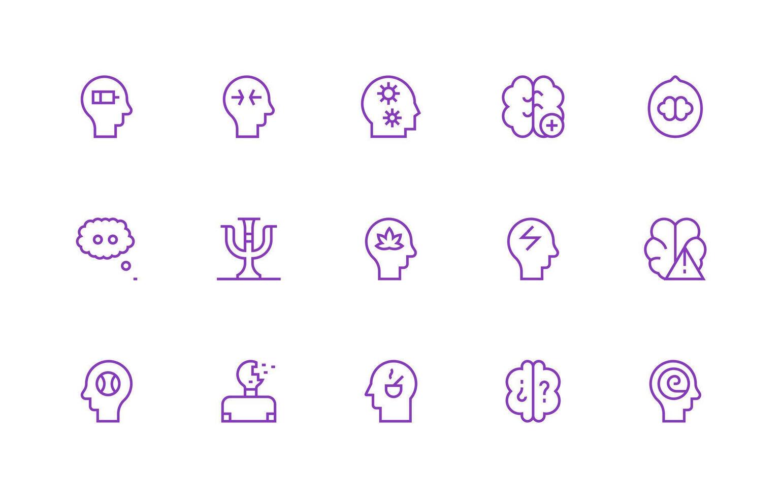 Mental Design Icons featuring 15 in Regular Line Style Compact Icon Set vector