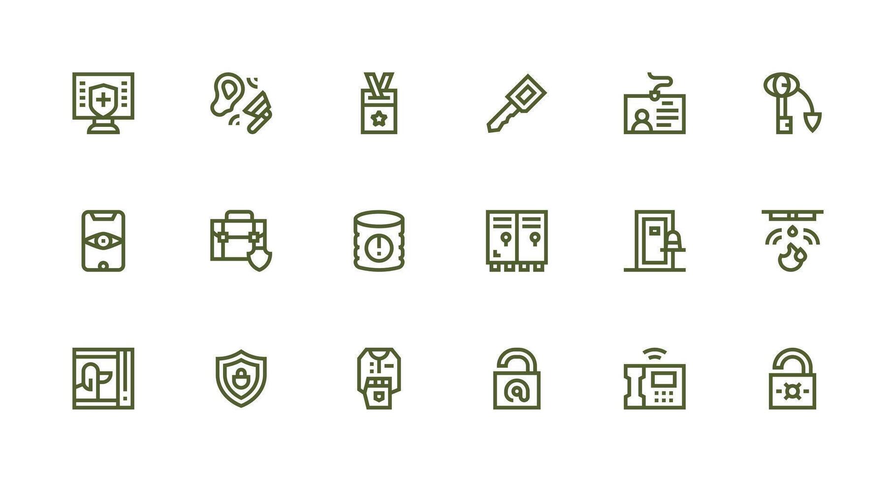 Security Design Icons featuring 18 in Strong Stroke Line Style Multi-Style Icons for Creative Projects vector