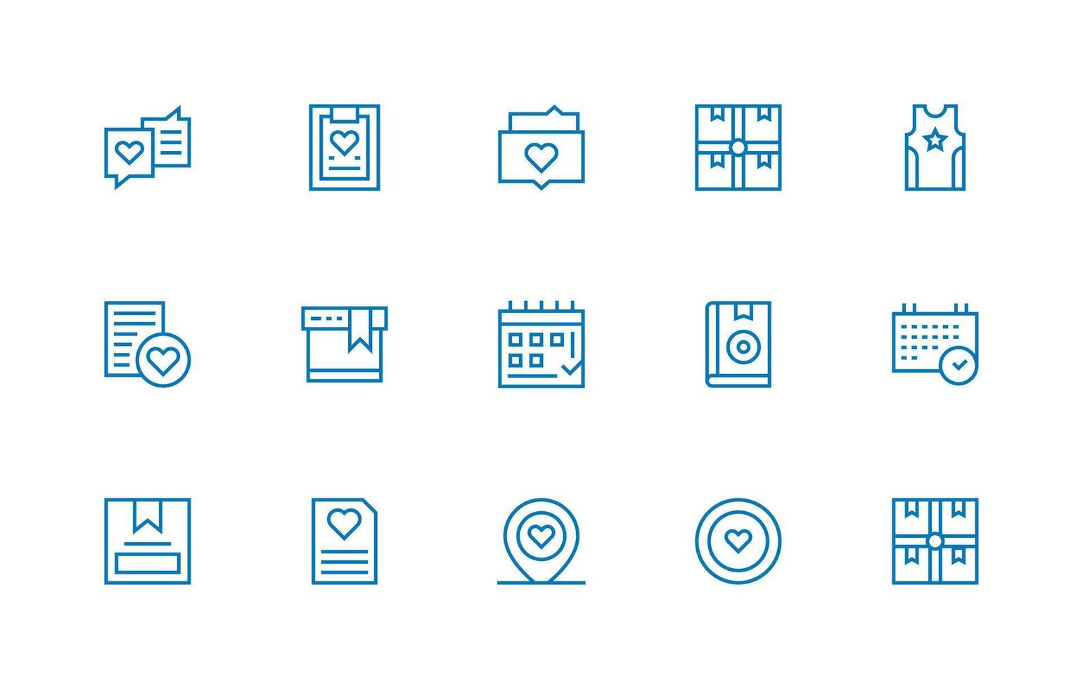 Marked Icon Set with 15 Regular Line Graphics Complete Icon Set for Mobile Apps vector
