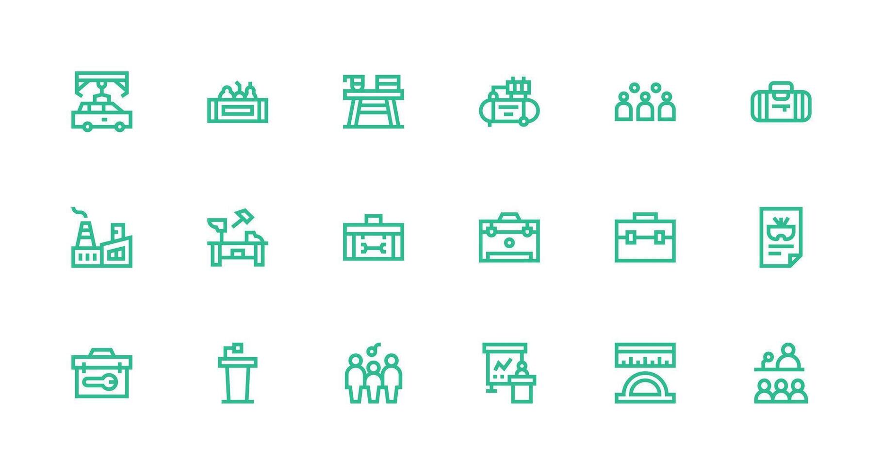 Workshop Icon Set with 18 Strong Stroke Line Graphics Multi-Style Icons for Creative Projects vector