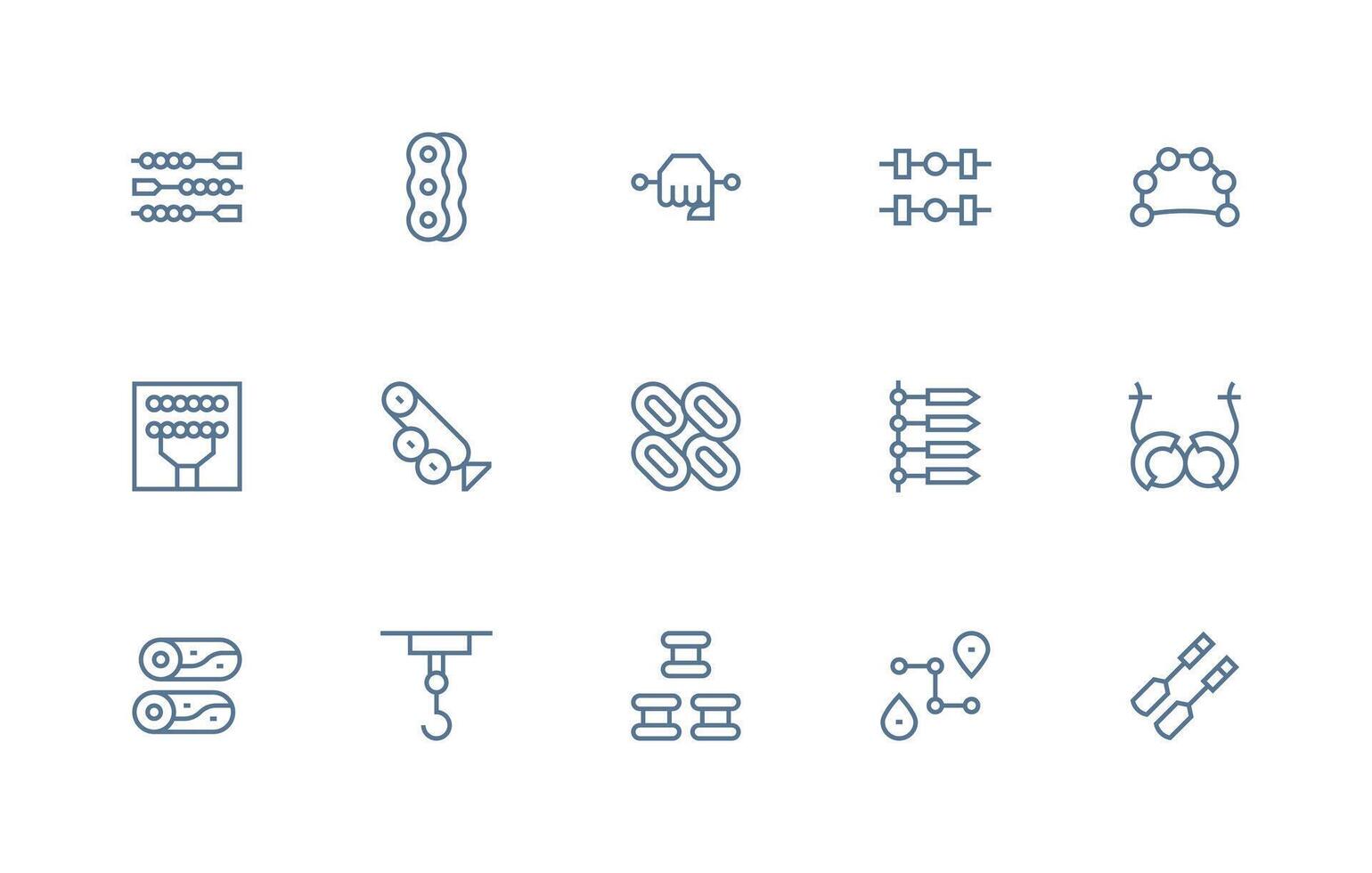 15 Chain Icons in Regular Line Aesthetic Simplified Icon Pack for Visual Tools vector