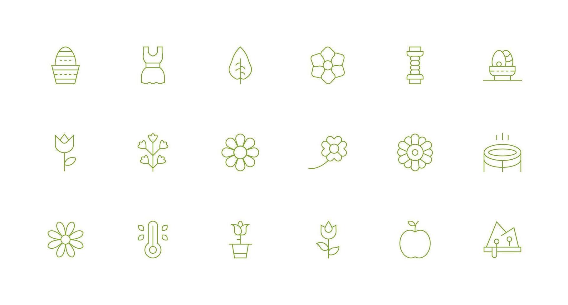 Spring Icon Collection with 18 Minimal Line Designs Multi-Purpose Icon Pack for Templates vector