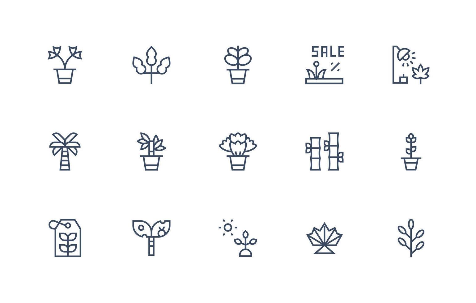 Leafy Design Icons featuring 15 in Regular Line Style Line Icon Collection vector