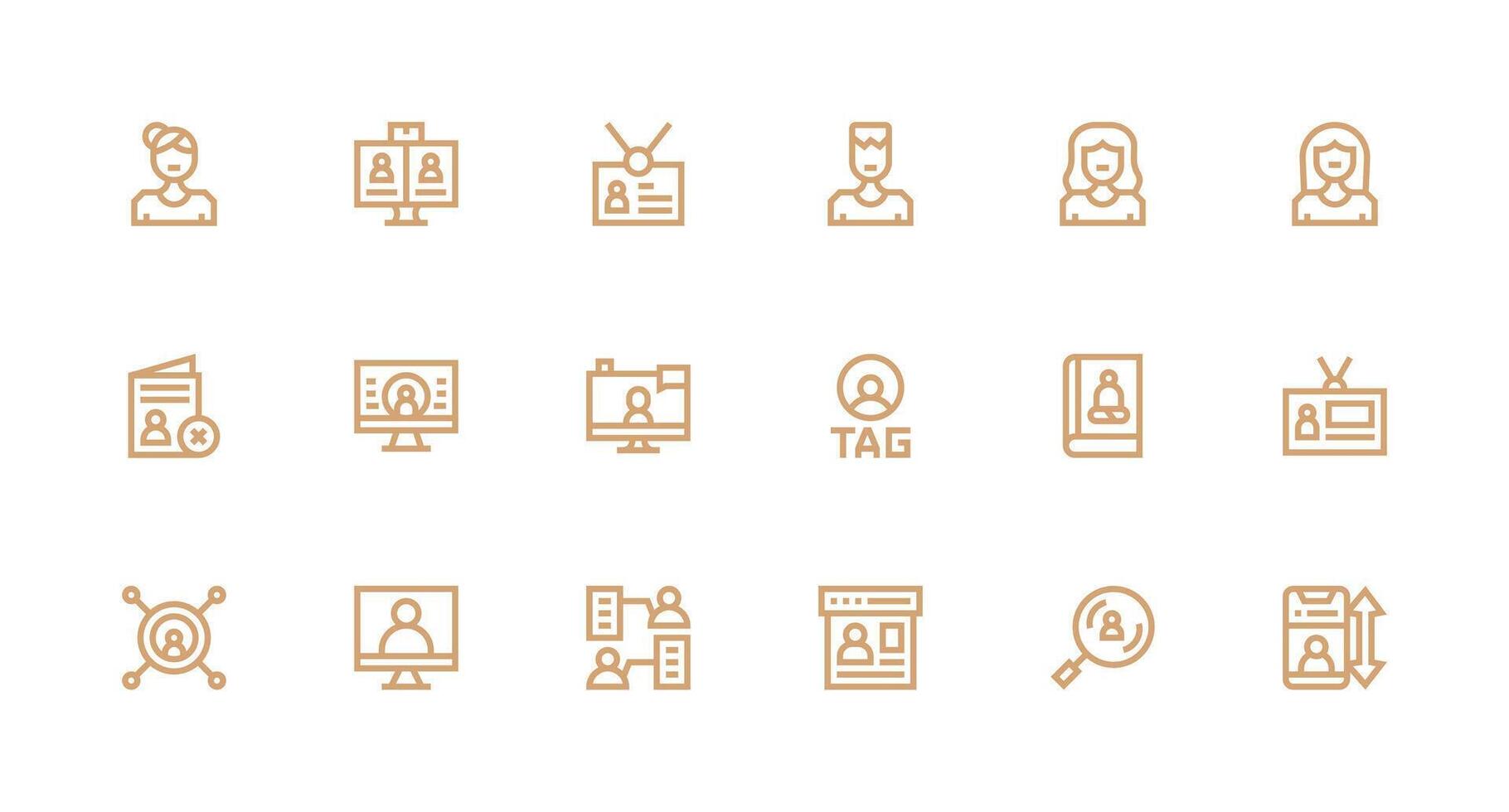 User Profile featuring 18 Icons in Strong Stroke Line Design Flat Icon Set vector