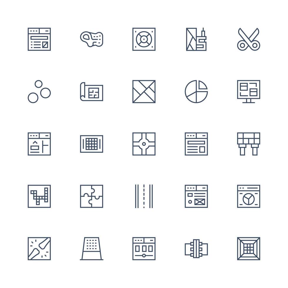 25 Medium Stroke Outline Icons for Section Graphics Fully Editable Icon Set for Web vector