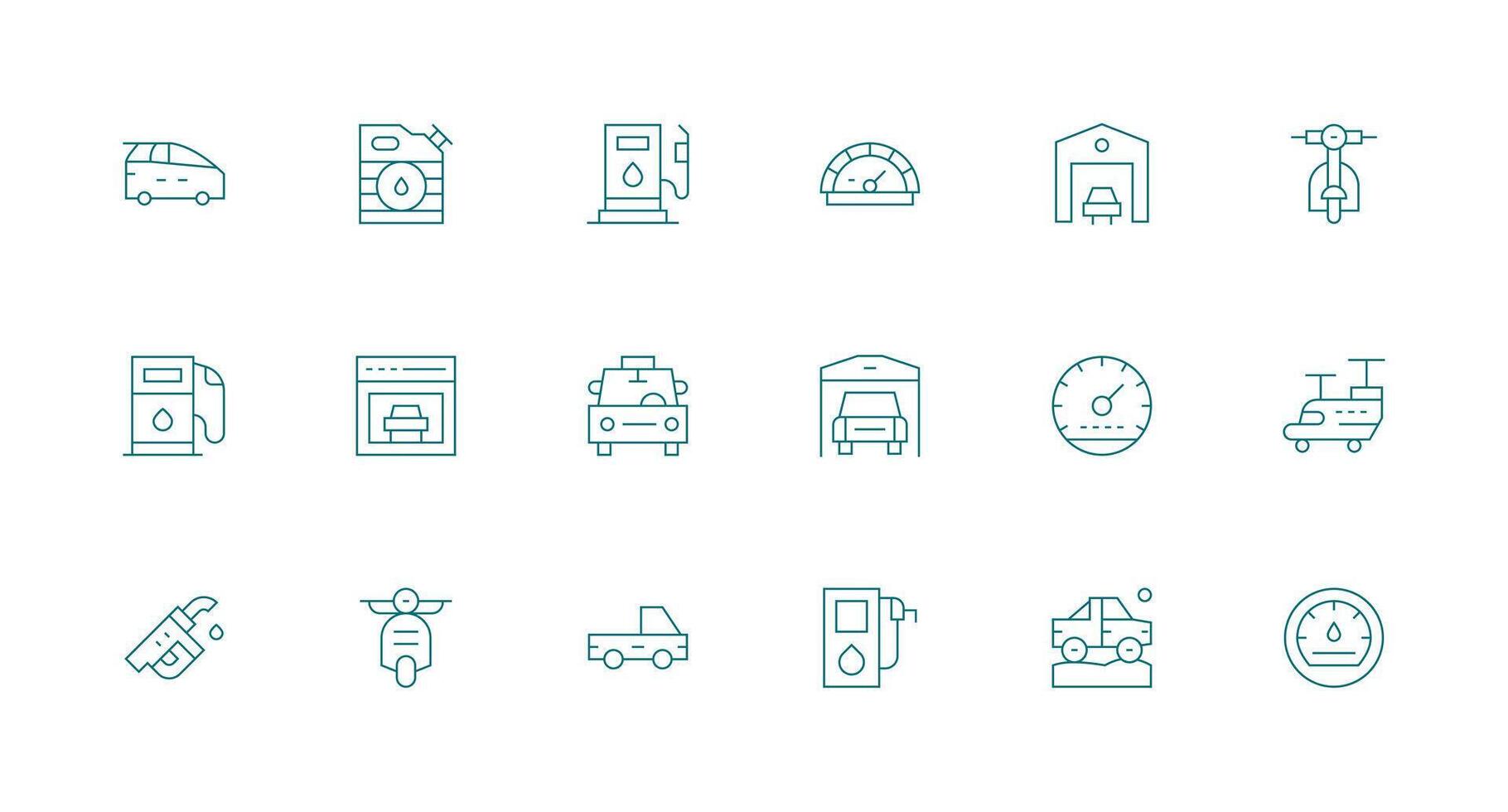 Motor Vehicle Visual Pack containing 18 Minimal Line Icons Icon Set for Web vector